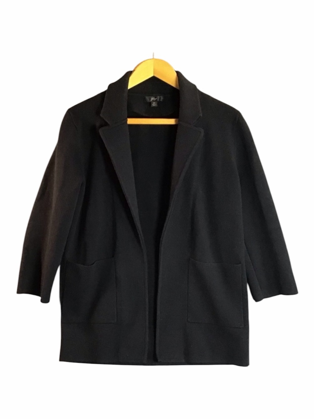 J.Crew Sophie Open-Front Sweater-Blazer Black XS Merino Wool Blend Cardigan Coat